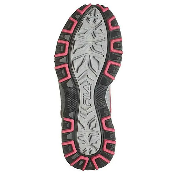 FILA Women's Lace Up Leather Accent Sneaker Size 8.5 Gray Beige Black Pink - Picture 5 of 8